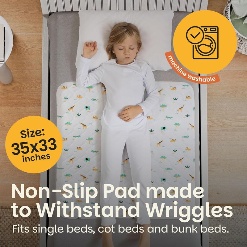 Lynmark ® Potty Training Mattress Protector Pee Pads for Kids - Waterproof Toddler Bed Wetting Mat for Toilet Training - Non-Slip Washable Bedwetting Topper Absorbs Up to 2000ml - 35" x 33", Explorer - Image 5